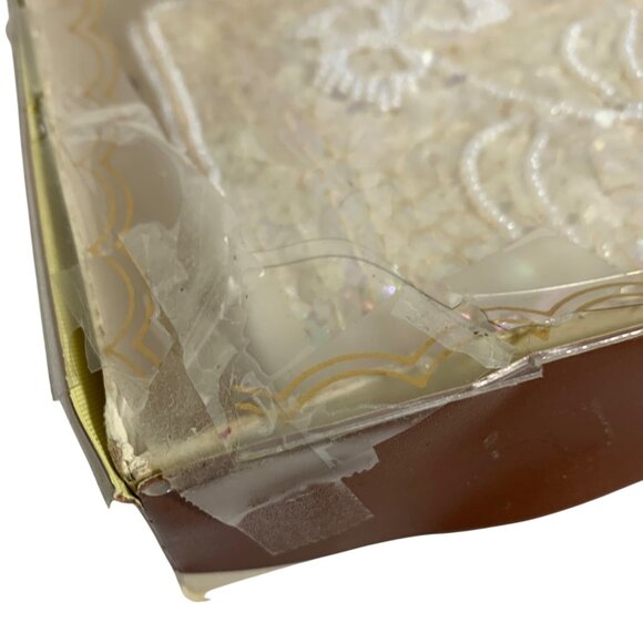 La Regale Vintage Ivory Beaded Sequin Floral Evening Clutch Purse With Box - Picture 2 of 10